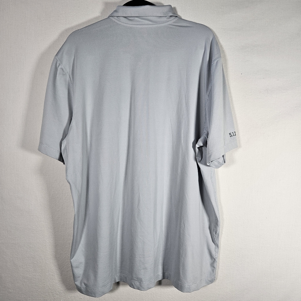 5.11 Tactical Men's XL Polo Short Sleeve Odyssey Chest Pocket Lt Grey Shirt Zip - Picture 6 of 11